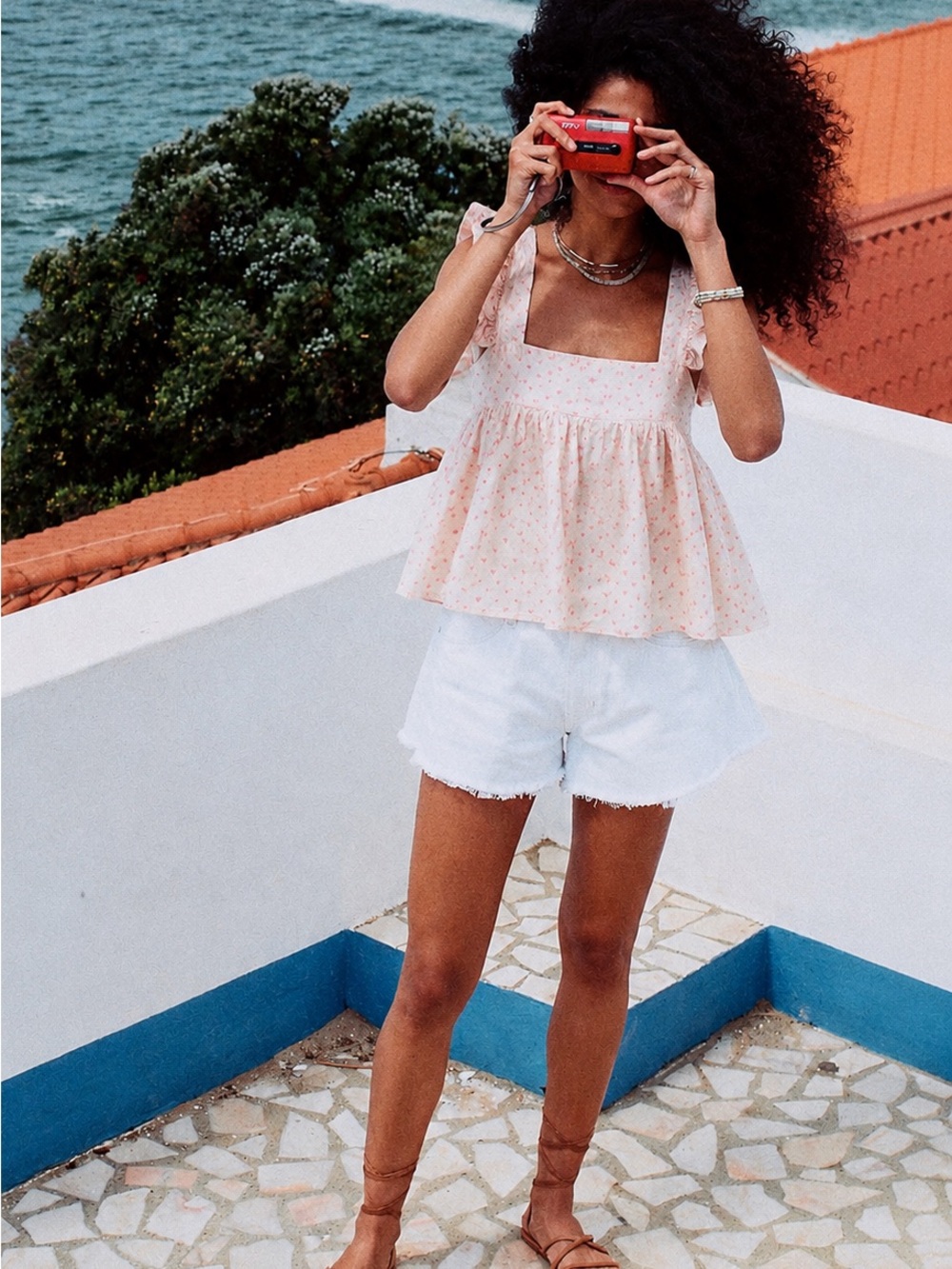 White Frayed Hem Women's Denim Shorts